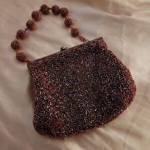 Carlo Fellini Beaded Evening Bag. Beaded handle.  Vintage